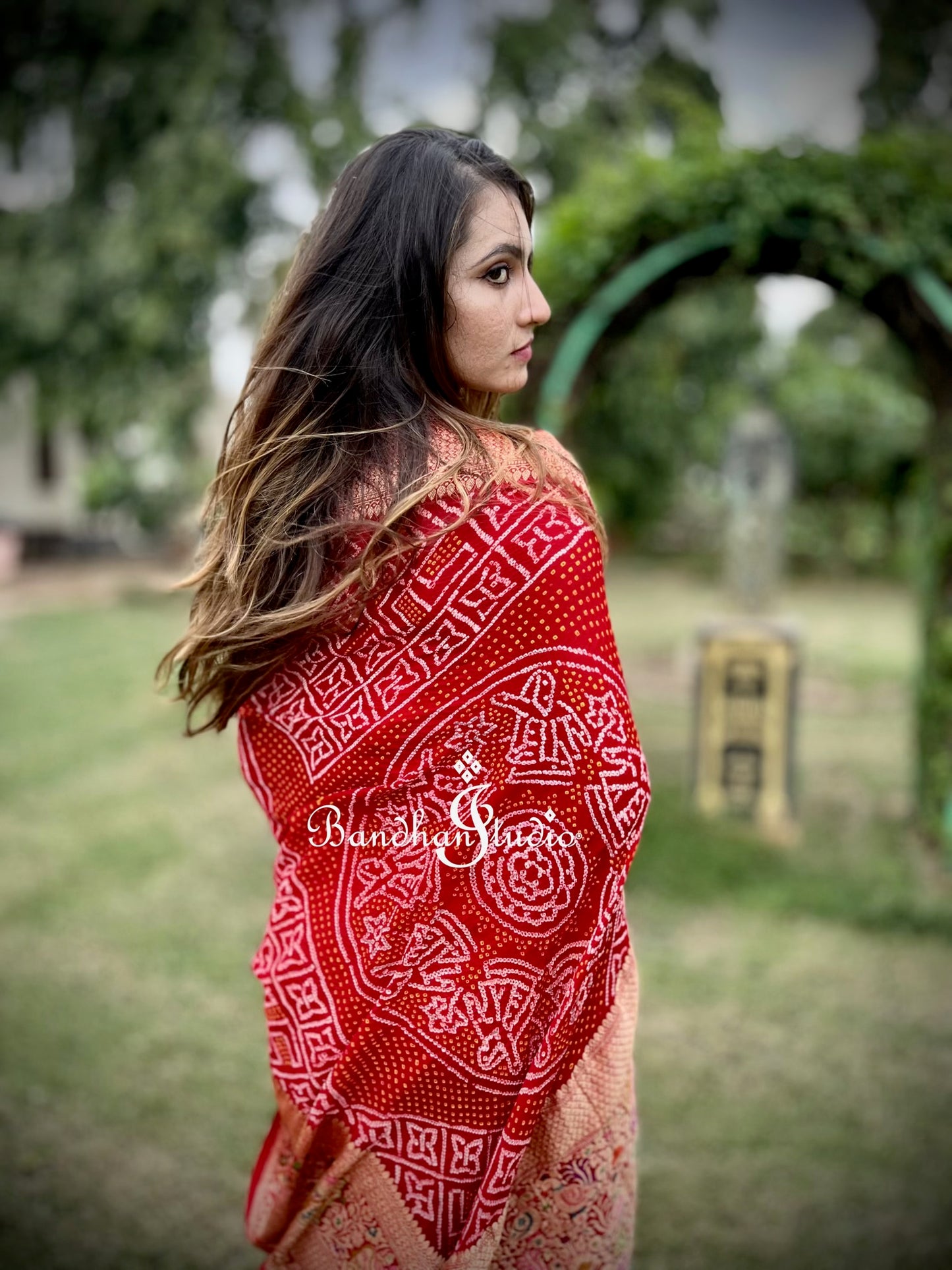 Red Kadwa Weave Banarasi Bandhani Saree