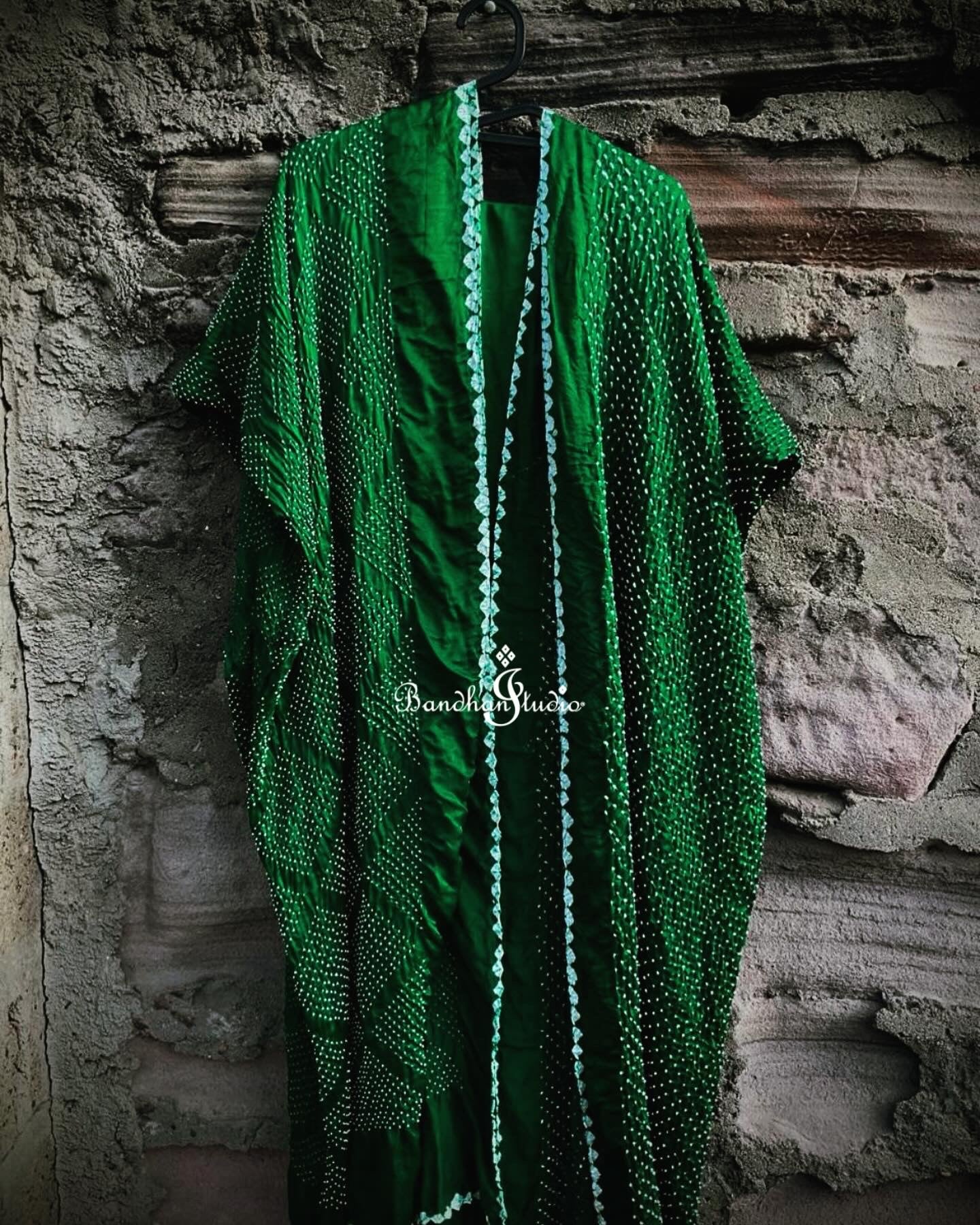 Bottle green Bandhani Material