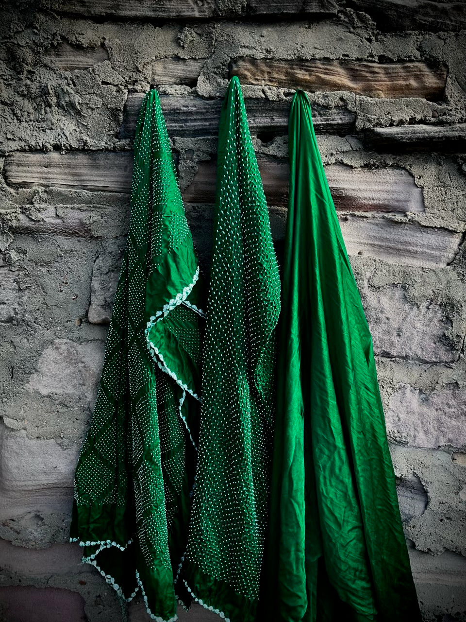 Bottle green Bandhani Material