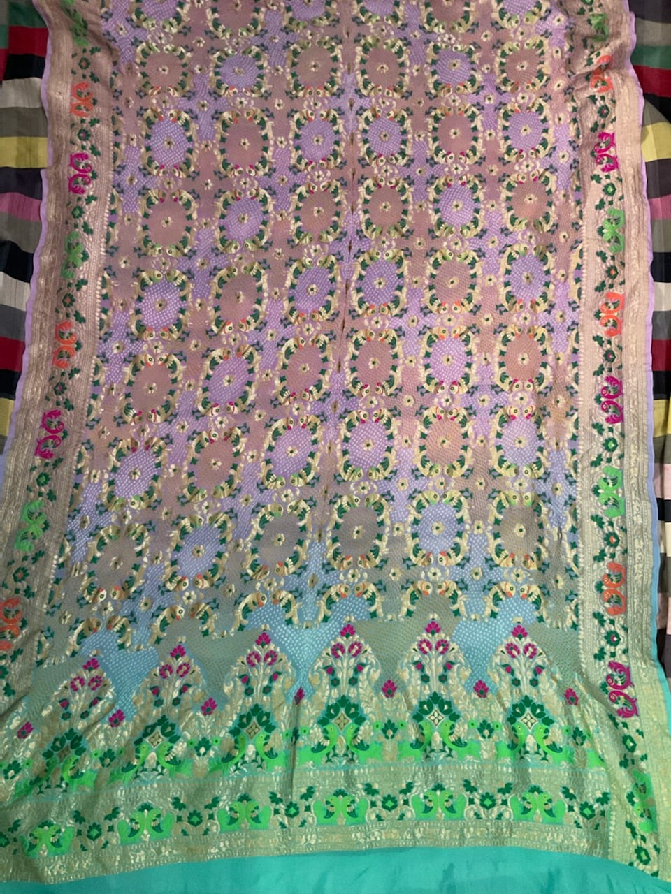 Pastel Rainbow Pure Zari Weaving  Lehenga Set