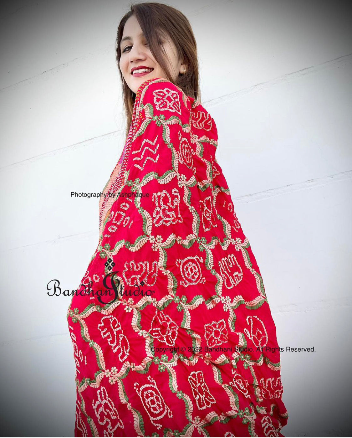 Red Handloom Banarasi Bandhani Lehenga set