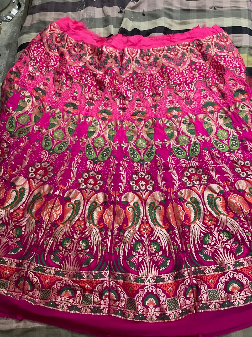 Peach pink ombré Handloom Meenakari Parrot Lehenga set