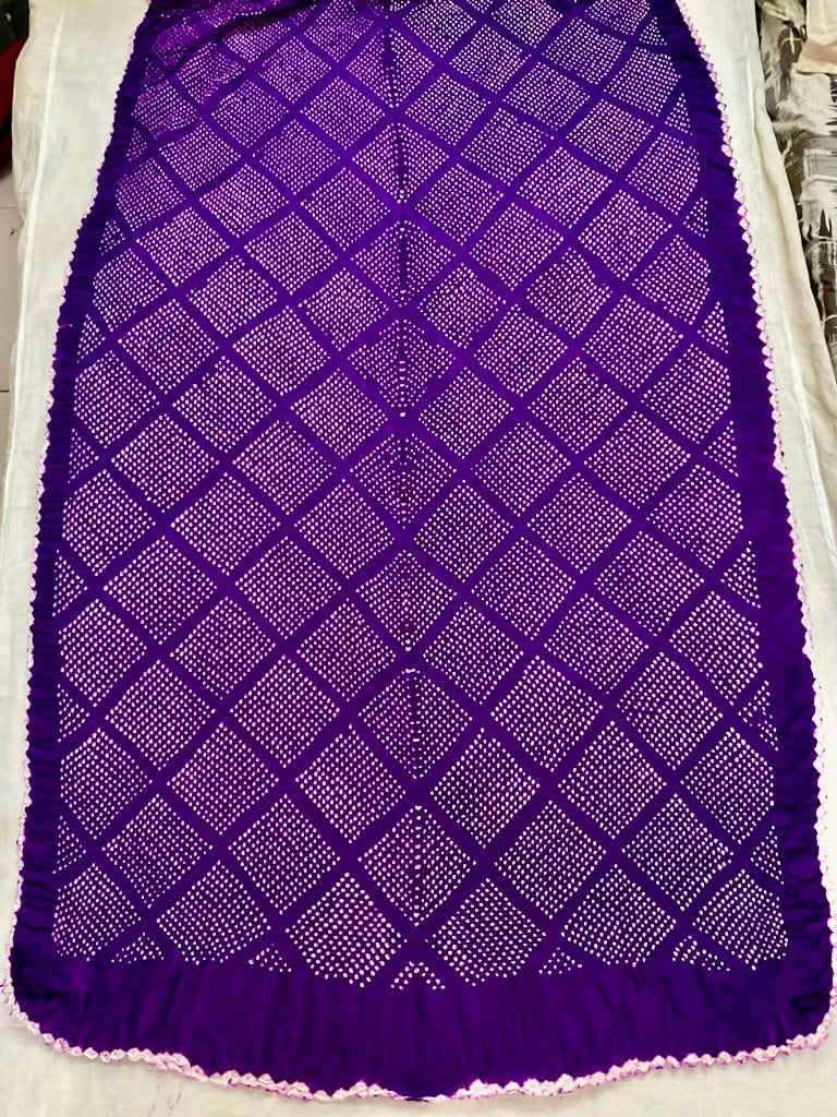 Purple Geometric Pattern Bandhani Suit Fabric