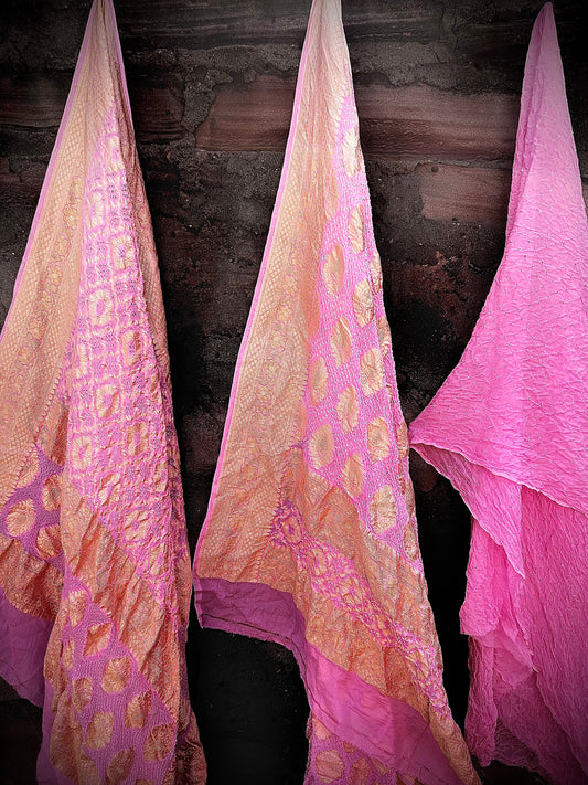 Baby pink Banarasi Bandhani Suit set