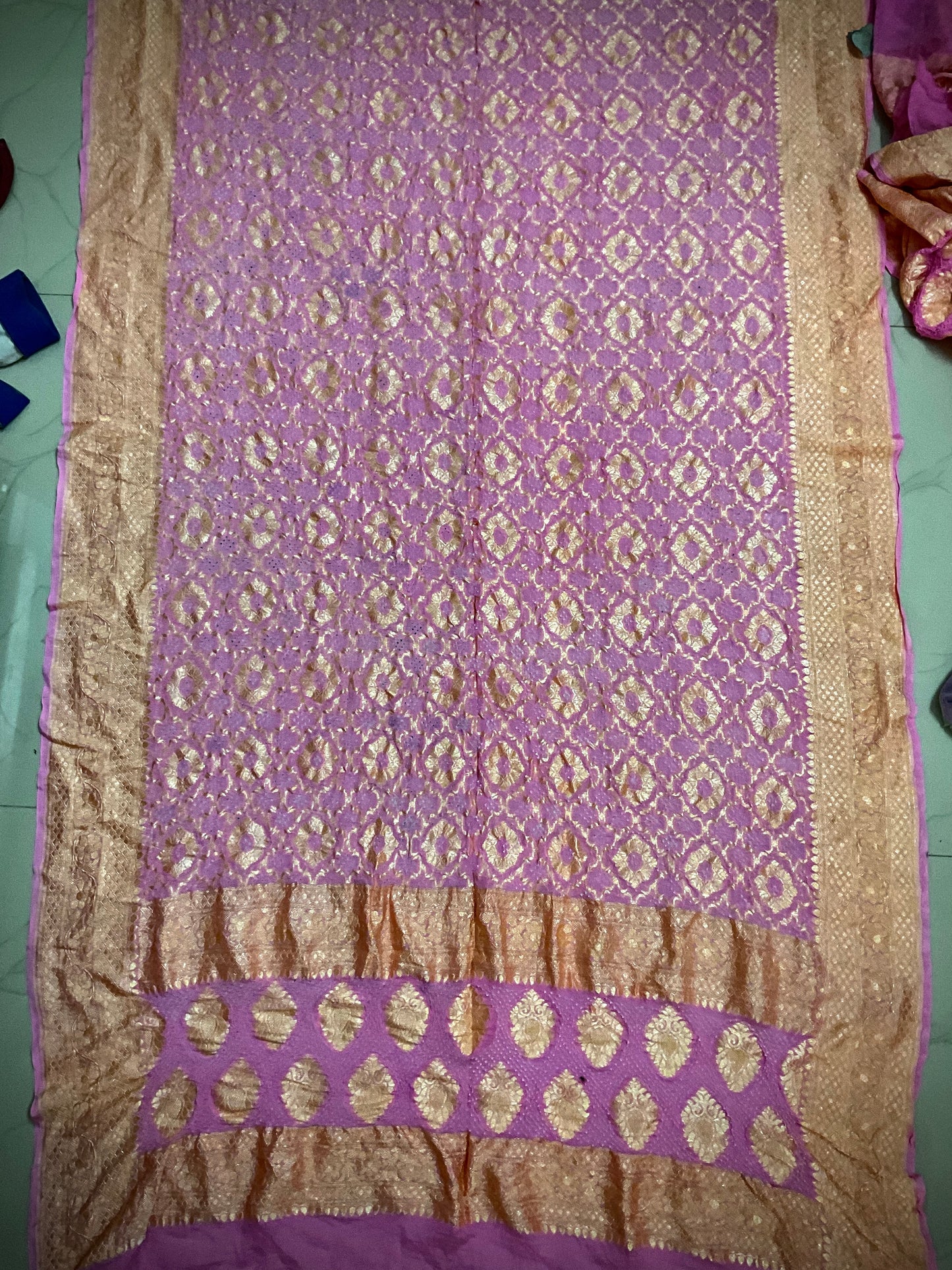 Baby pink Banarasi Bandhani Suit set