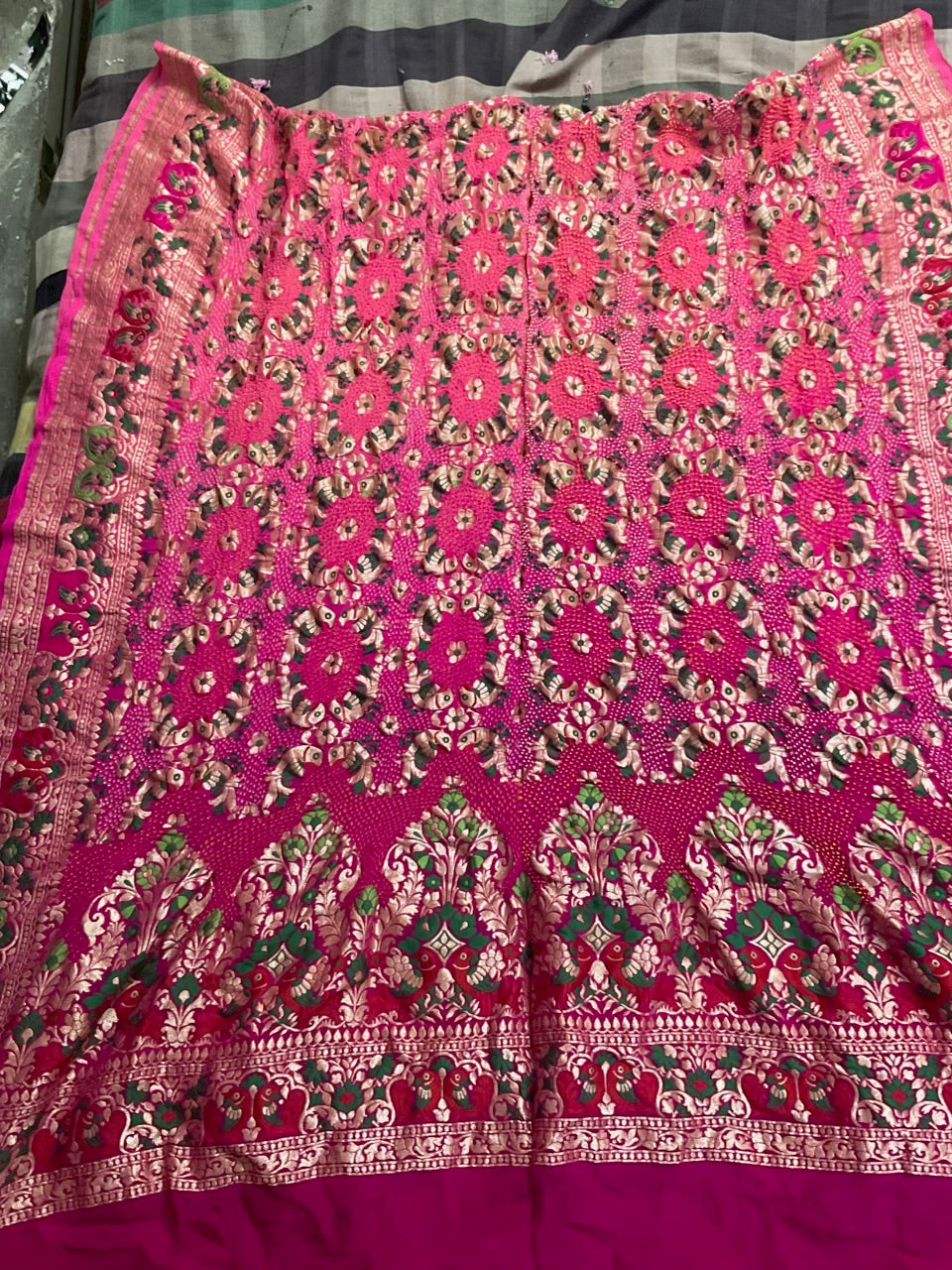 Peach pink ombré Handloom Meenakari Parrot Lehenga set