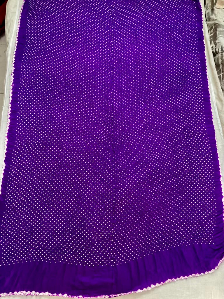 Purple Geometric Pattern Bandhani Suit Fabric
