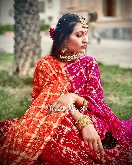 Multicolor Gharchola Bandhani Sarees